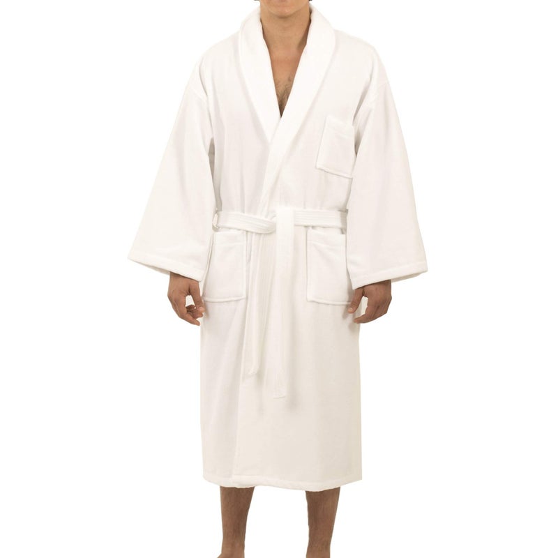 Alpine Swiss Pure Cotton Mens Terry Cloth Bathrobe Super Absorbent Spa Robe WHT ML - Image 1